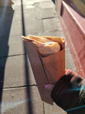 Wrap with fuul beans, falafel and hummus at Khartoum Cafe in Edinburgh
