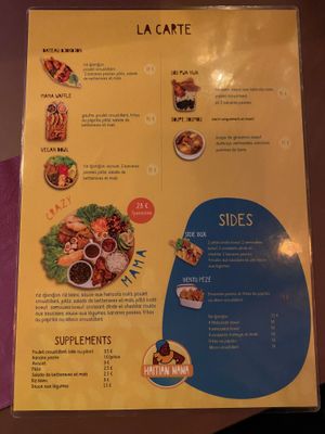 Menu  at Haitian Mama in Paris