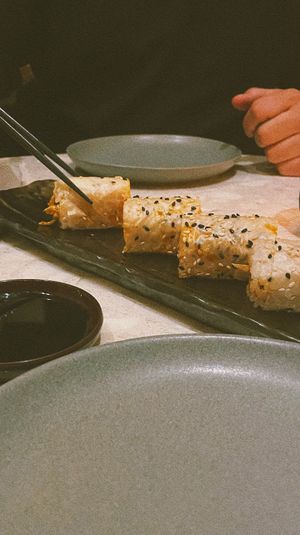 Spicy “crab” rolls   at PLANTA in Brooklyn