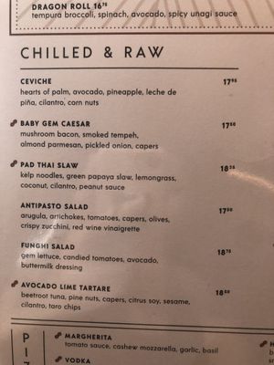 Menu   at PLANTA in Brooklyn