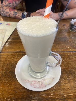 Hazelnut milkshake with soy milk   at Tiamo's in Stockport