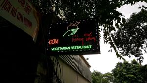 Sign at street at Nang Tam in Hanoi