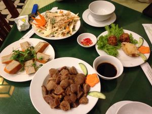 Different dishes  at Nang Tam in Hanoi
