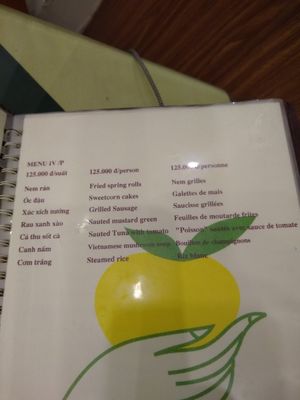 Menu IV/P at Nang Tam in Hanoi