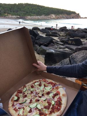 casino royal. ( again the pizzas have movie names )  at Reel Pizza Cinerama in Bar Harbor