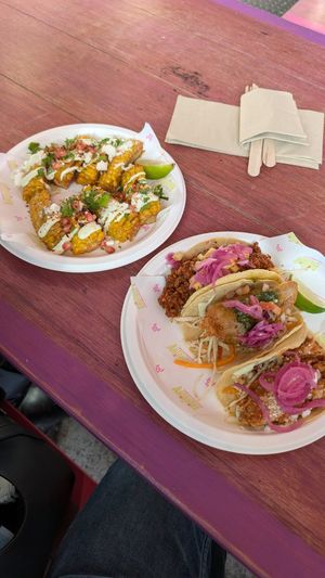 Corn ribs and selection of 3 first tacos at Antojitos - Edinburgh Street Food in Edinburgh