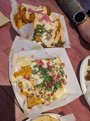 Sides: corn ribs and potatoes at Antojitos - Edinburgh Street Food in Edinburgh