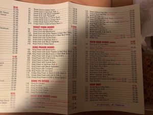 Menu  at New Kung Fu Chinese in Llanelli