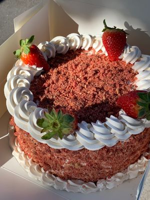 Strawberry crunch cake at One More Bite Bakery in Monterey