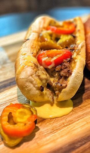 Cheesesteak w Hot Cherry Peppers at Mission Burger Co in Austin