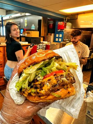 Mike + Emily + The Mission Burger at Mission Burger Co in Austin