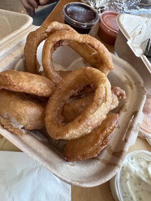 Onion rings  at Mission Burger Co in Austin