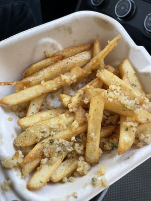 Garlic fries   at Mission Burger Co in Austin