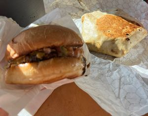 Fiesta burger (junior) and Crunchwrap  at Mission Burger Co in Austin