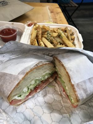 BLT w/ garlic fries    at Mission Burger Co in Austin