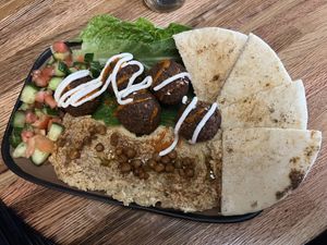 Falafel plate  at AITE - Mediterranean Inspired Foods in Colorado Springs