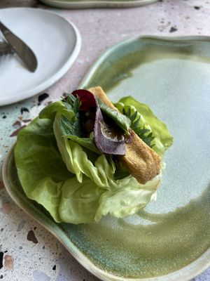 Lettuce rolls? there were 3, but they tasted so good I forgot to take a photo 😅  at Lulu's in Helsinki