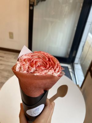 Rose tiramisu crepe  at Ice Biyori あいす日和 in Kamakura