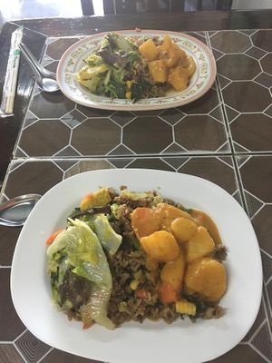 Took 2 plates from buffet. It costs 70B for these 2 plates!!! It was really good, rice pumpkin and veggies at Nuson in Chiang Mai