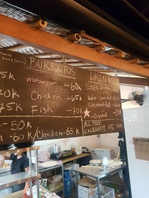 Menu, veg/ mushroom can be made Vegan at La Cocina Mexicana in Abang