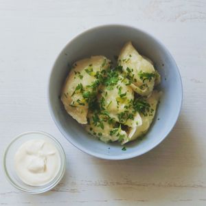 Вареники с картофелем и луком at Dom in Gyumri