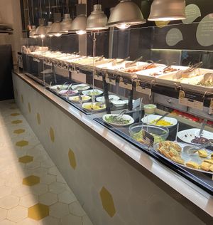 Large vegan buffet selection  at Ops Cucina Mediterranea in Rome