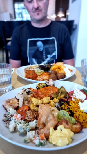Plates with selection of buffet at Ops Cucina Mediterranea in Rome