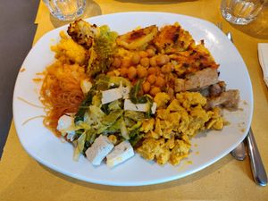 Example of a plate, full of goodies at Ops Cucina Mediterranea in Rome