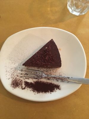 Vegan chocolate cake at Ops Cucina Mediterranea in Rome
