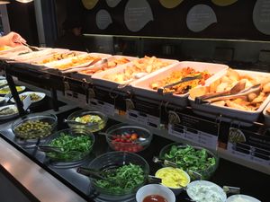 Here is a view of the buffet at Ops Cucina Mediterranea in Rome