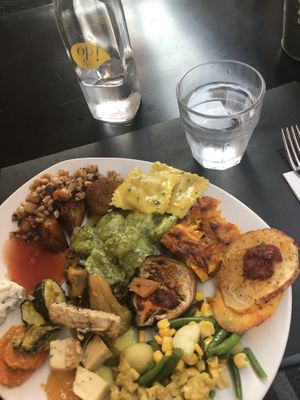 Total 18,57 with Gnocchis, Cheeze, fried Veggies... at Ops Cucina Mediterranea in Rome