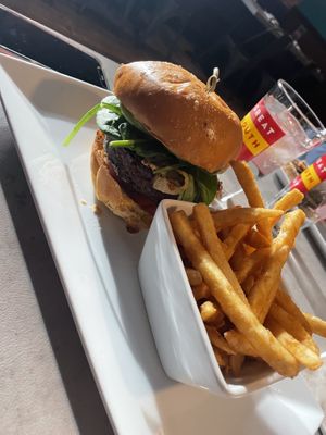 Beyond burger and delicious friess  at Zest in Bay Shore