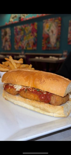 vegan chkn parm sandwich at Zest in Bay Shore