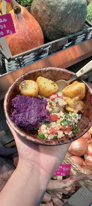 Grill Potatoes + Tabbouleh salad + Sweet mashed potatoes at Verde Vida - Rua Formosa in Porto