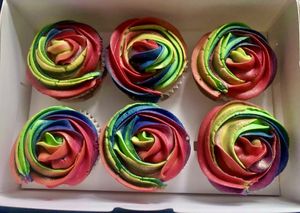Rainbow/tiedye cupcakes   at The Avant Garden Bakery in Newcastle Upon Tyne