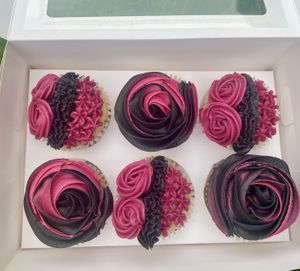 Black and Pink mixed cupcake box  at The Avant Garden Bakery in Newcastle Upon Tyne