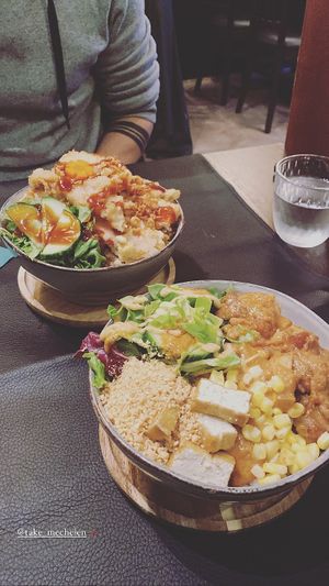 Tempura bowl and Saté bowl  at TAKE in Mechelen