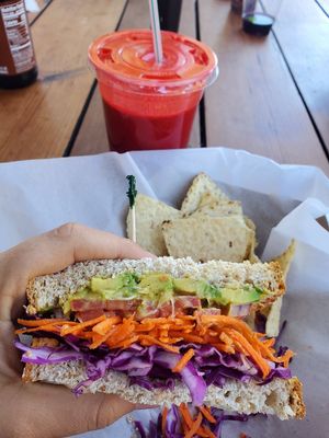 vegetable crunch sandwich veganized at Sprouts Natural Foods Cafe in South Lake Tahoe