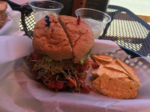 southwest burger at Sprouts Natural Foods Cafe in South Lake Tahoe