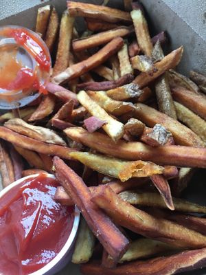 Sweet potato, yam and russet potato fries ❤️ at Sprouts Natural Foods Cafe in South Lake Tahoe