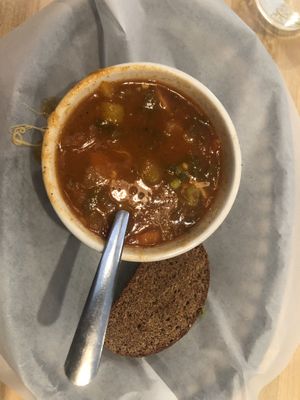 Vegan chili with cheese and onions at Sprouts Natural Foods Cafe in South Lake Tahoe