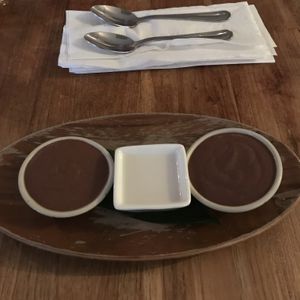 Vegan chocolate coconut mousse with coconut cream at Boda in Portland