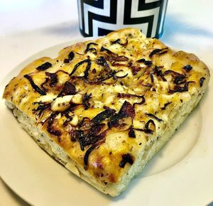 Onion and garlic focaccia  at VEGO Cafe & Confectionery in Dubai