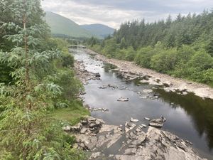 River Orchy right outside the B&B  at Greenstone Lodge  in Bridge Of Orchy