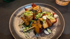 Miso tofu skewers (starter) at Greenstone Lodge  in Bridge Of Orchy