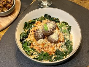 Tagliatelle with meatballs  #Veganuary at Greenstone Lodge  in Bridge Of Orchy