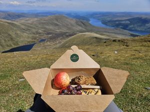 Packed lunch at the top of Ben Lawers at Greenstone Lodge  in Bridge Of Orchy