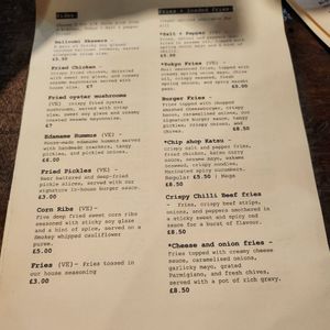 Menu as of May 2024 at Disorder  in Manchester