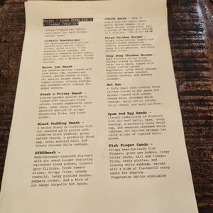 Menu as of May 2024 at Disorder  in Manchester