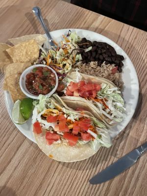 Buffalo tempeh taco platter   at Freshies Restaurant and Bar in South Lake Tahoe